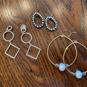 3 pairs of dressy earrings. For pierced ears